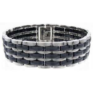  Mens Ceramic Couture and Stainless Steel Link Bracelet in Black 