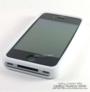 WHITE silicone skin cover case for iPhone 4 4G solid  