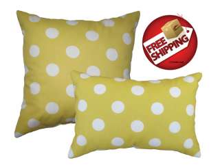 Polka Dot Yellow and White Outdoor Throw Pillow  