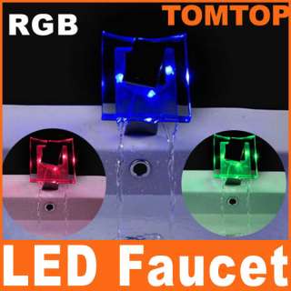 Glass Temperature Sensor RGB Waterfall LED Faucet Tap  