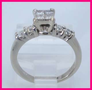 14kwg Round & Princess Cut Diamond Wedding Ring .74ct  