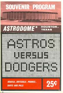 1965 Houston Astros v Dodgers Program  