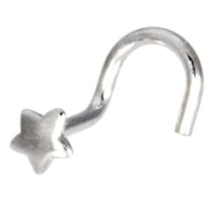  Solid 14KT White Gold STAR Nose Ring Jewelry