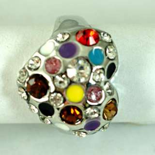   Heart Style Colorful CZ Diamante Cocktail Ring Fashion Jewelry  
