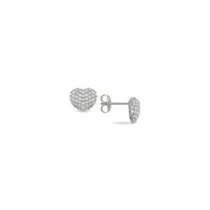  ZALES Diamond Pave Heart Stud Earrings in Sterling Silver 