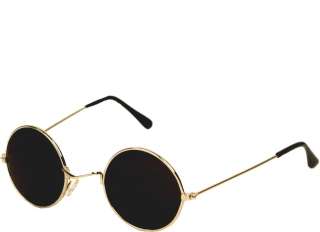   Sunglasses Round Hippie Shades Retro Gold Frame with Black Lenses