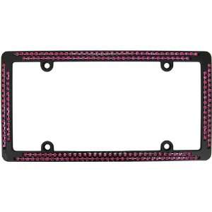com Custom Accessories 92840 Black and Pink Bling License Plate Frame 