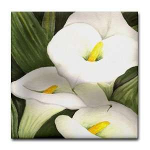 Cala Lilies Ceramic Art Flowers Tile Coaster by  