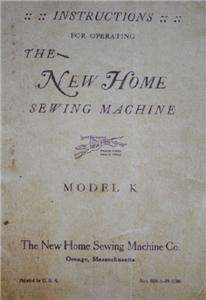 New Home Model K Sewing Machine Instruction Manual On CD