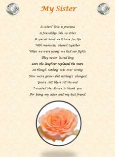 SISTER personalised poem (Laminated Gift)  