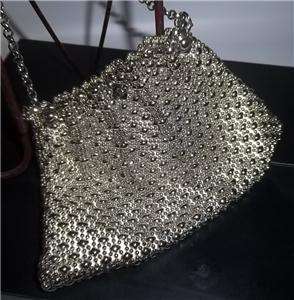 Stunning Solid Silver Metal Beaded Evening Hand Bag Signed SG  