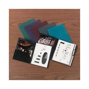  Elegant Stripe Ten Pocket Portfolios, Onyx (Black), 18/Box 