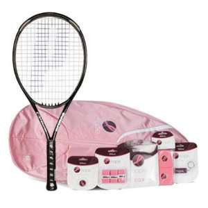  Prince O3 Silver OS Prestrung Tennis Racquet Bag Bundle 