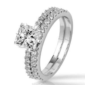   GIA Certified Princess Cut / Shape Pave Set Round Diamonds Ring Only