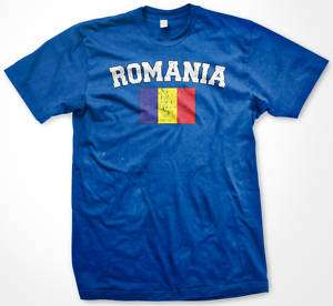 ROMANIA Soccer Flag T shirt World Cup Team Mens Tee  