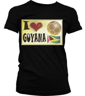 Love Heart Guyana Flag Soccer Football Girls T Shirt  