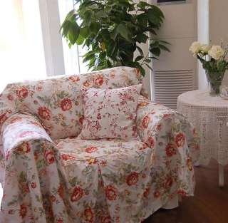 VINTAGE ROSES THROW COTTON COUCH/LOVESEAT COVER SC 4  