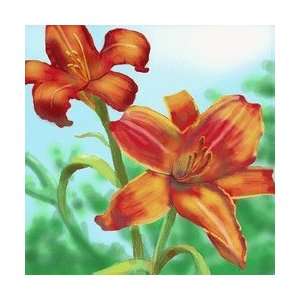  Day Lily Flower Ceramic Wall Art Tile 8x8: Home & Kitchen