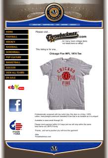 Chicago Fire 74 Tee Shirt   WFL Bears Winds  