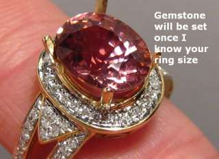 Superb 3.6ct VVS Pink TOURMALINE Diamond Ring 14k Gold  