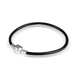  Bling Jewelry Black Leather Sterling Silver Barrel Clasp 