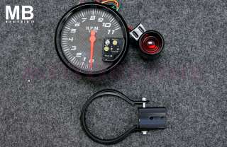 RPM Gauge NEW Universal 5 Inch 7 Color Carbon Fiber Style Tachometer 