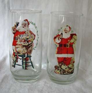 Vintage Coca Cola Coke Santa Claus Christmas Drinking Glasses #93761 