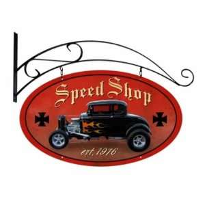  Speed Shop Vintage Metal Sign Double Sided: Home & Kitchen