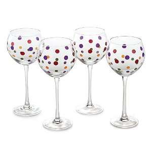  The Pampered Chef Dots Stemware Set of 4 Wine Glasses 