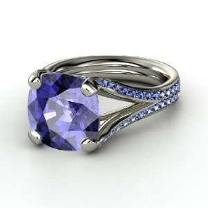   Enrapture Ring, Cushion Tanzanite Platinum Ring with Sapphire Jewelry