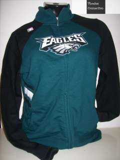 EAGLES WOMENS GAME DAY FULL ZIP JERSEY STYLE TRACK JACKET LARGE 