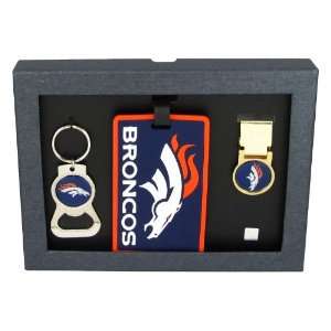   Broncos   NFL Bottle Opener Key Ring, Luggage Tag, Money Clip Gift Set
