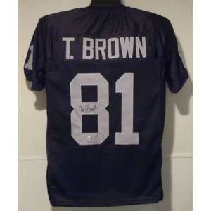  Tim Brown Autographed Oakland Raiders Black Size XL Jersey 