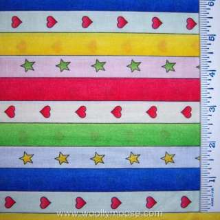 HALF YARD Springs Creative Circus Stripes Hearts Primary Colors Fabric 