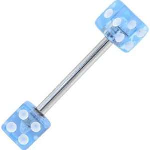  Light Blue DICE Barbell Tongue Ring: Jewelry