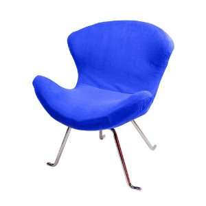   : Ultra Soft Wing Chair Modern Retro Dark Blue TWO: Furniture & Decor