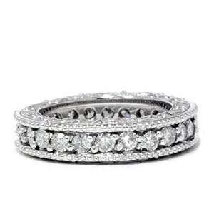   50CT Vintage Diamond Eternity Wedding White Gold Ring   4 Jewelry