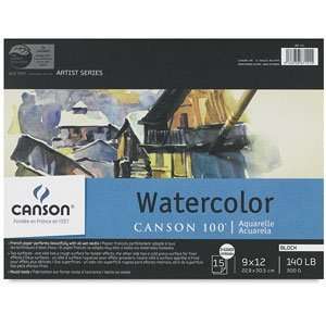  Canson 100 Watercolor Paper   9 1/4 x 12 1/4, Block, 15 