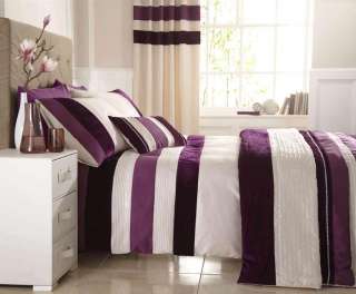 Plum Purple & Cream Stripe Bedding  